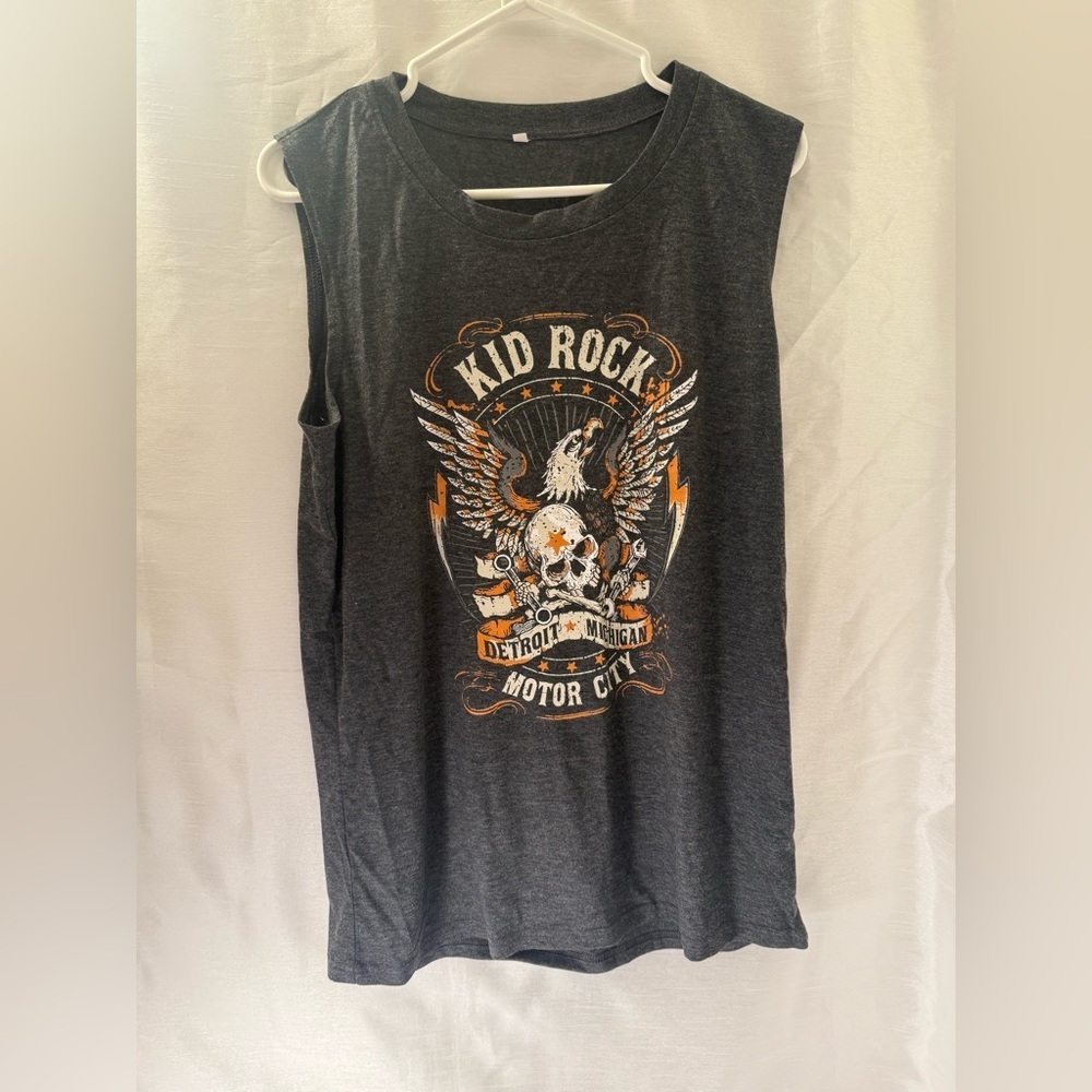 Womens Kid Rock Motor City Skeleton Eagle Tank Top Sz L
